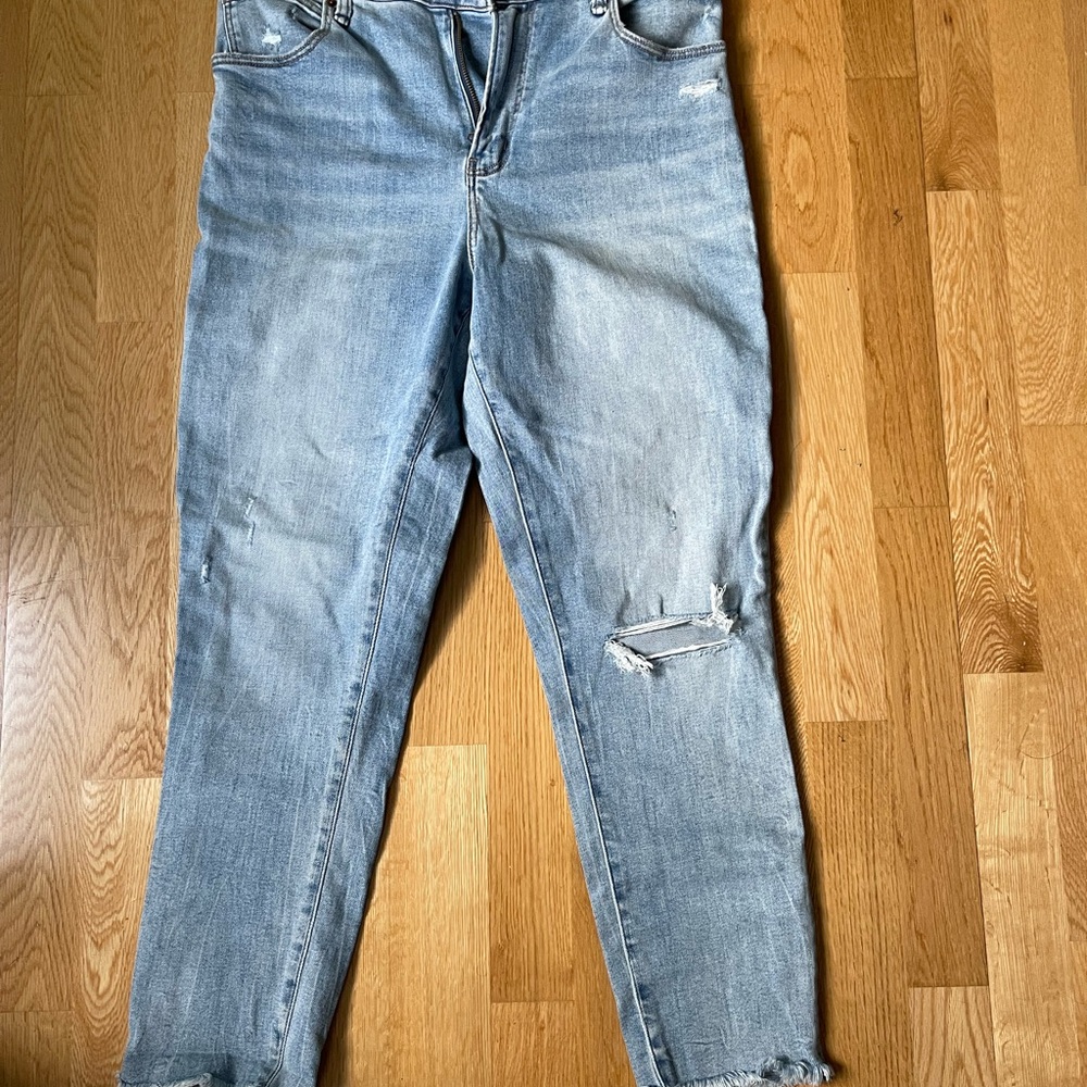 Abercrombie & Fitch Blue Skinny Jeans with Distressed Details